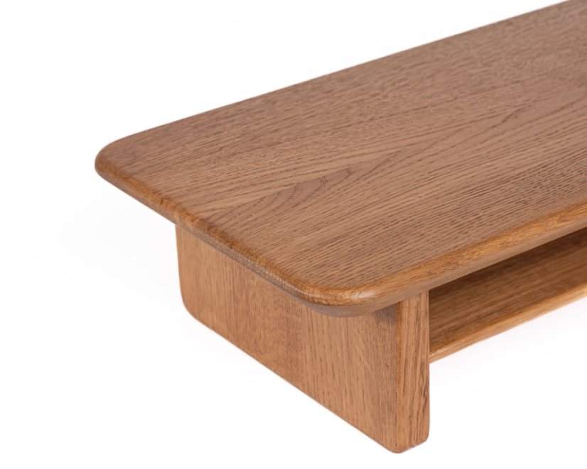 Premium Oak Wooden Monitor Stand: Walnut Elegance