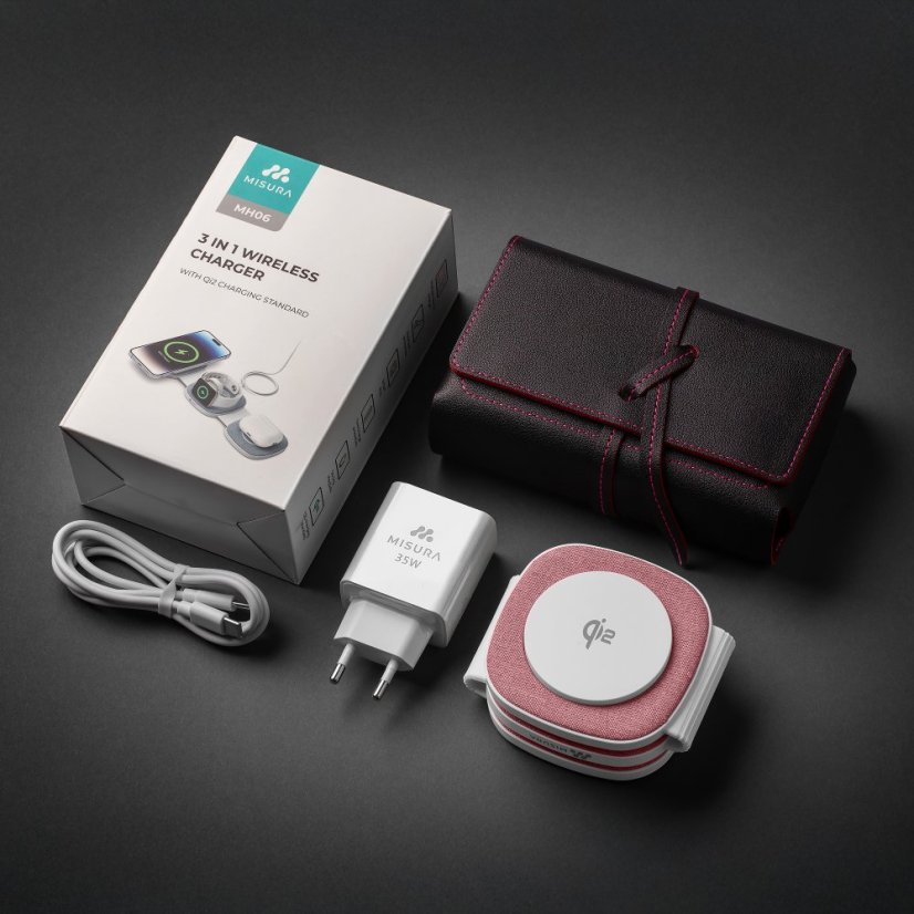 3-in-1 Wireless Charger MISURA MH06 - ROSE