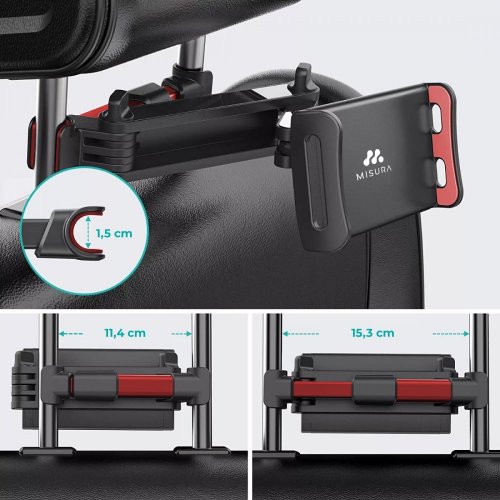 Folding tablet and mobile phone holder for the car-BLACK/RED