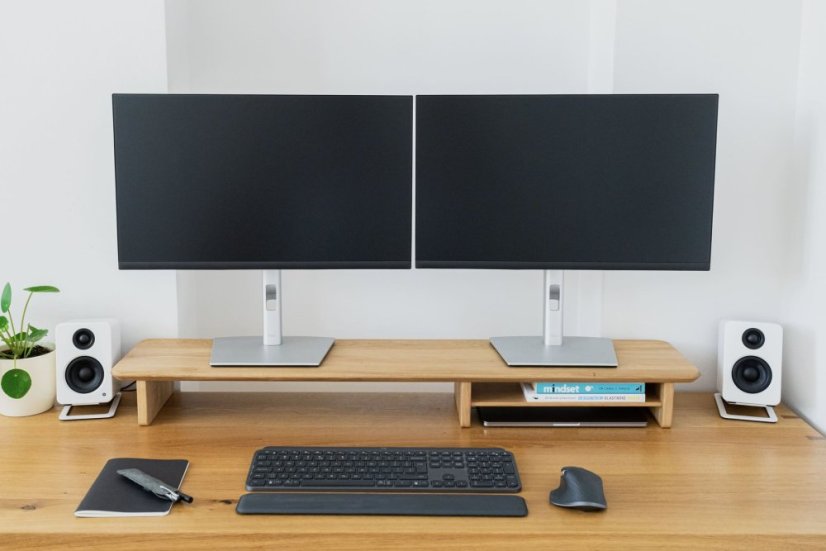 Premium Oak Wooden Monitor Stand: Timeless Natural