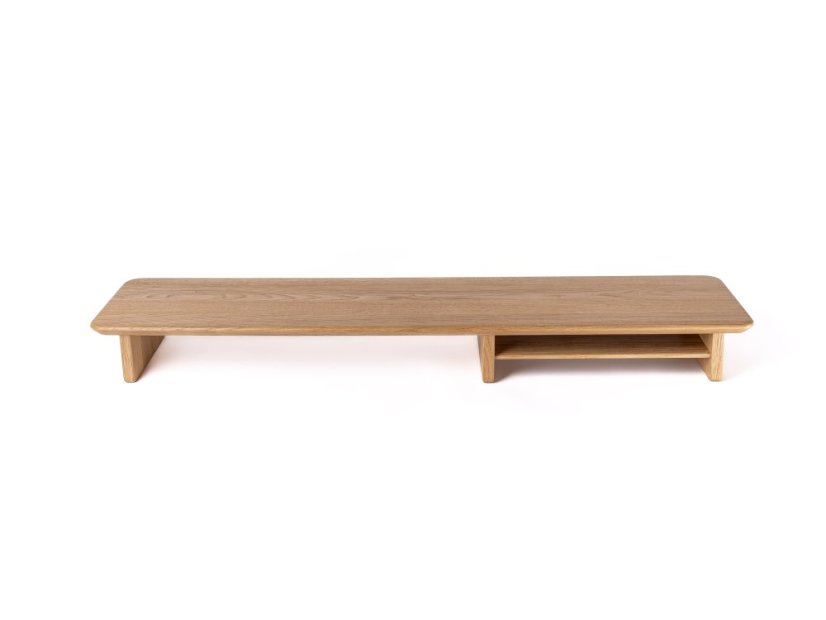 Premium Oak Wooden Monitor Stand: Walnut Elegance