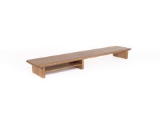 Premium Oak Wooden Monitor Stand: Walnut Elegance