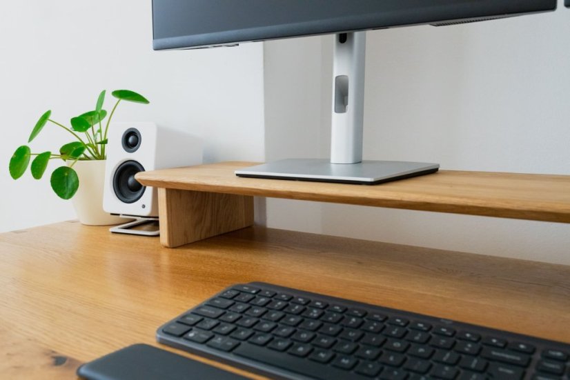 Premium Oak Wooden Monitor Stand: Timeless Natural