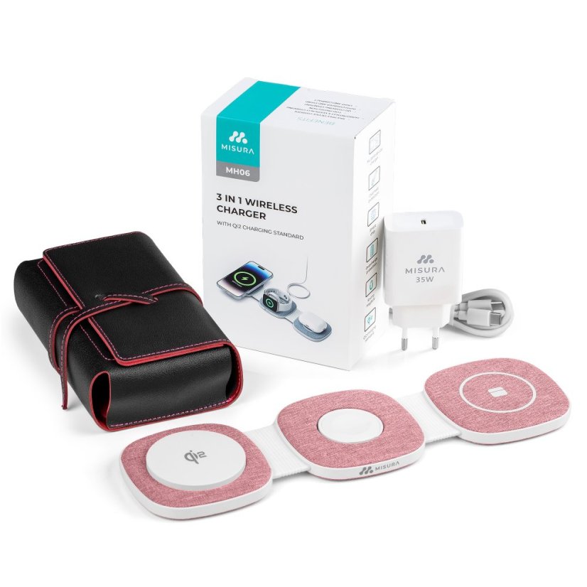 3-in-1 Wireless Charger MISURA MH06 - ROSE