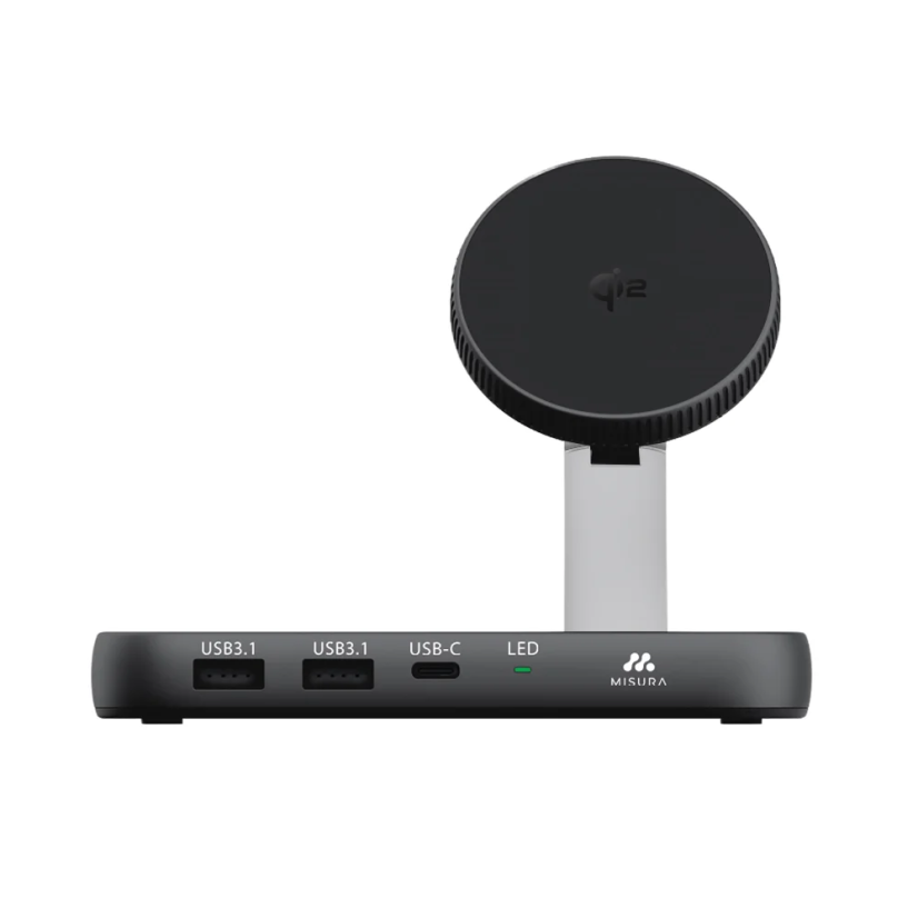 MISURA MH14 2-w-1 Składana ładowarka bezprzewodowa z wbudowanym 6-portowym hubem USB-C