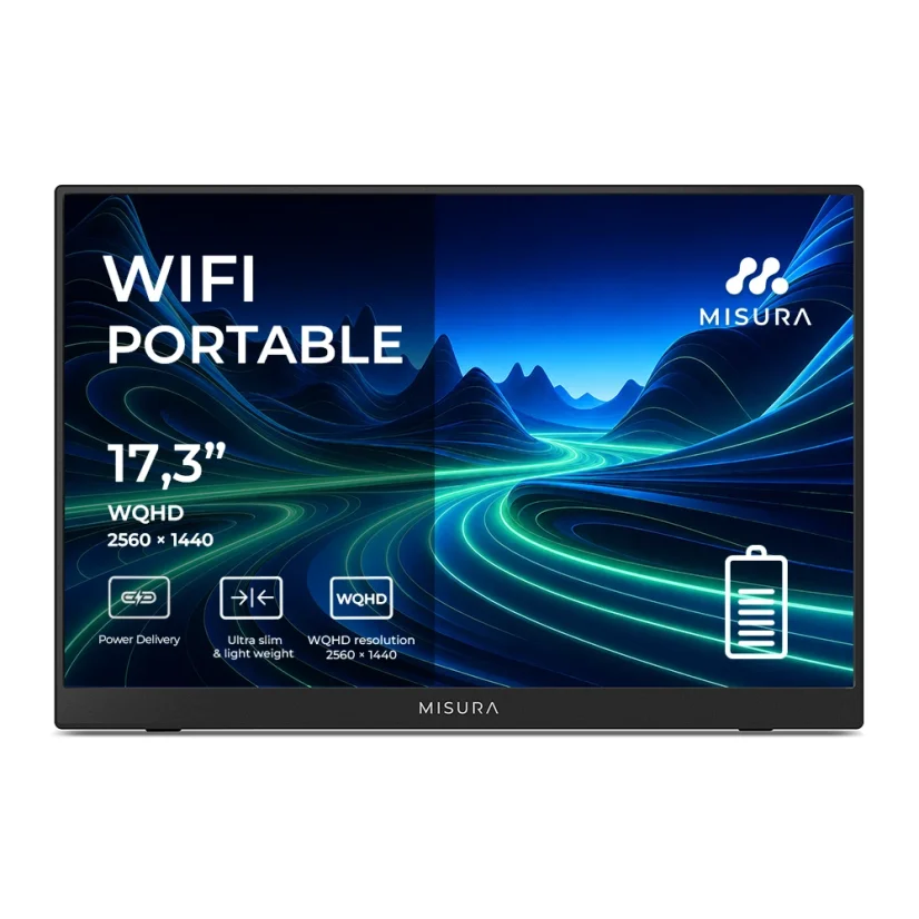 17,3" Přenosný bezdrátový monitor WQHD 2.5K s baterií - MISURA P173QHBW